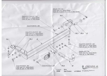 Фаркоп Imiola для Opel Frontera B (1998-2006) № O.036