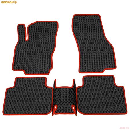Коврики салона EVA cоты резиновые для Skoda Karoq (2020-2025) с красным кантом № 9030035104