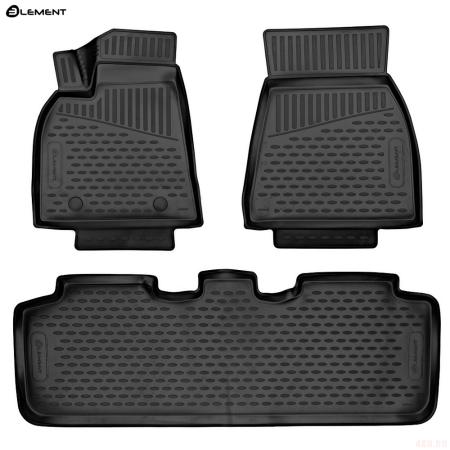 Коврики 3D салона для Tesla Model Y Long Range (Dual Motor Electro AT) (2021-2025) Европа, 3шт. № ELEMENT3DA59049210k