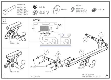 Фаркоп Galia быстросъемный для Subaru Outback (2015-2020) № S116C
