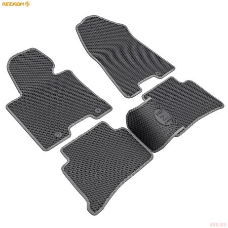 Коврики салона Rezkon EVA резиновые для Hyundai Tucson (2015-2020) с серым кантом № 9020060202