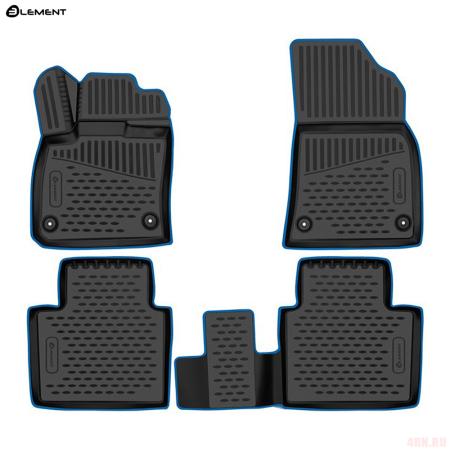 Коврики салона 3D для Geely Monjaro (2022-2025) с синим кантом № KANT.ELEM3DA67450210k.bl