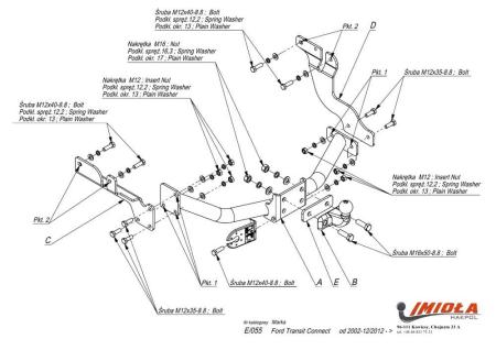 Фаркоп Imiola для Ford Transit Connect (2002-2012) № E.055