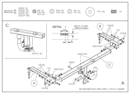 Фаркоп Galia для Opel Corsa D (2006-2010) № F101A