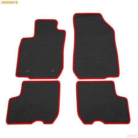 Коврики салона Rezkon EVA резиновые для Lada (ВАЗ) Largus (2012-2025) 5 мест, с красным кантом № 9039020104