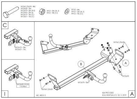 Фаркоп Galia для Kia Pro Ceed (2018-2024) № K047A