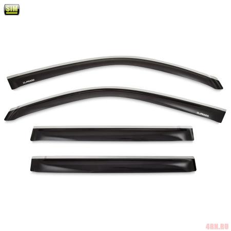 Дефлекторы боковых окон для Toyota Land Cruiser Prado 150 (2013-2025) с серебристой окантовкой № STOLCP0932CR