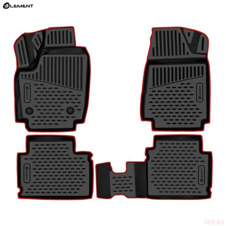 Коврики салона 3D для Lada (ВАЗ) Niva Legend (2021-2025) с красным кантом № KANT.ELEM3DAN0456210k.rd