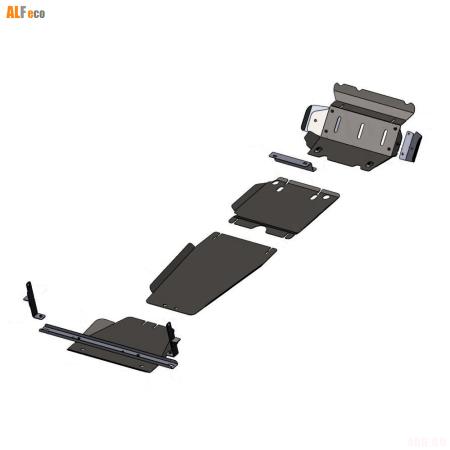 Комплект защиты днища (картера, КПП, радиатора и РК) для JAC T8 Pro (2020-2025) 4 части (5603,5604,5621,5622) № ALF5624st