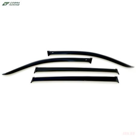 Дефлекторы боковых окон для Volkswagen Tiguan (2016-2023) Allspace (длинная база) с хромированным молдингом № V26316CR