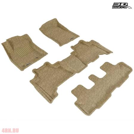 Коврики салона Sotra Liner 3D VIP бежевые для Toyota Land Cruiser Prado 150 (2012-2025) 3 ряда № ST 73-00161