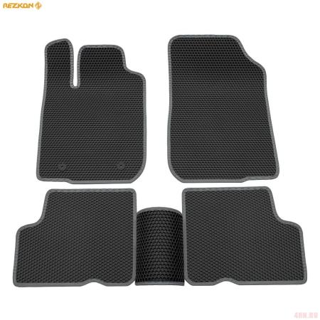 Коврики салона Rezkon EVA cоты резиновые для Renault Logan (2004-2014) с серым кантом № 9129015102
