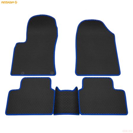 Коврики салона EVA cоты резиновые для Kia Ceed (2018-2025) с синим кантом № 9121005303