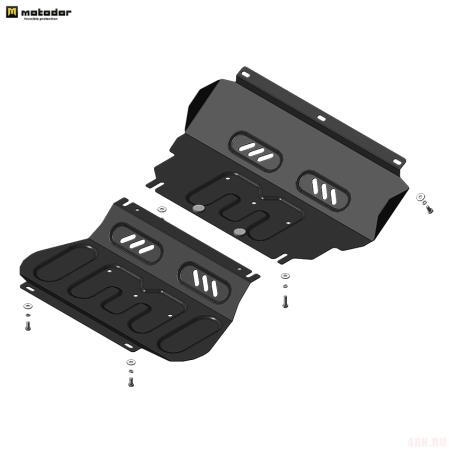 Защита картера, радиатора и переднего дифференциала для Mitsubishi L200 (2006-2014) № 71302