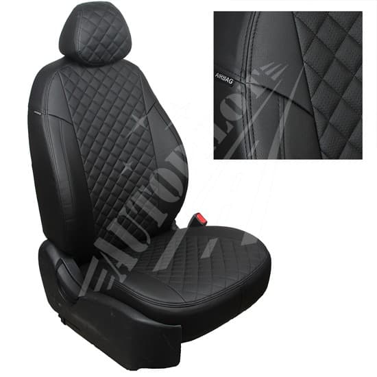 Чехлы на сиденья, рисунок ромб (черные) для Peugeot Traveller I 8 мест с 16г.