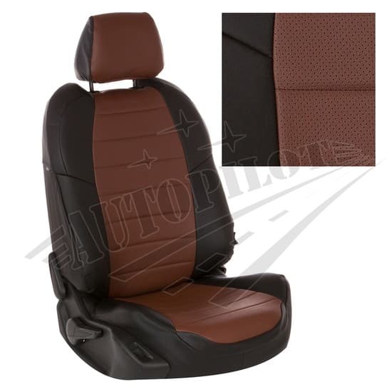 Чехлы на сиденья из экокожи (черный с темно-коричневым) для Nissan Terrano III с 17г. (40/60)