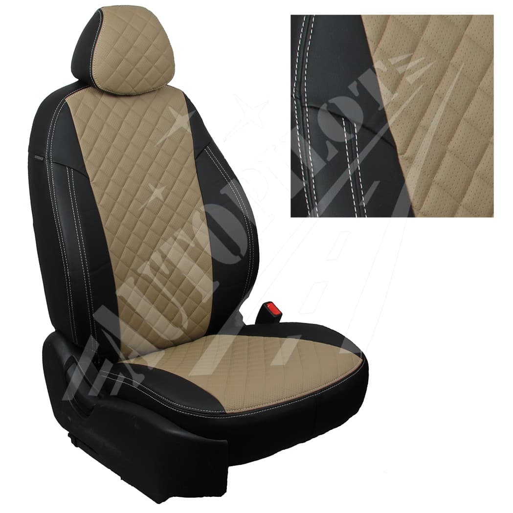 Чехлы на сиденья, рисунок ромб (черный с темно-бежевым ) для Citroen C4 Aircross с 12-15г.