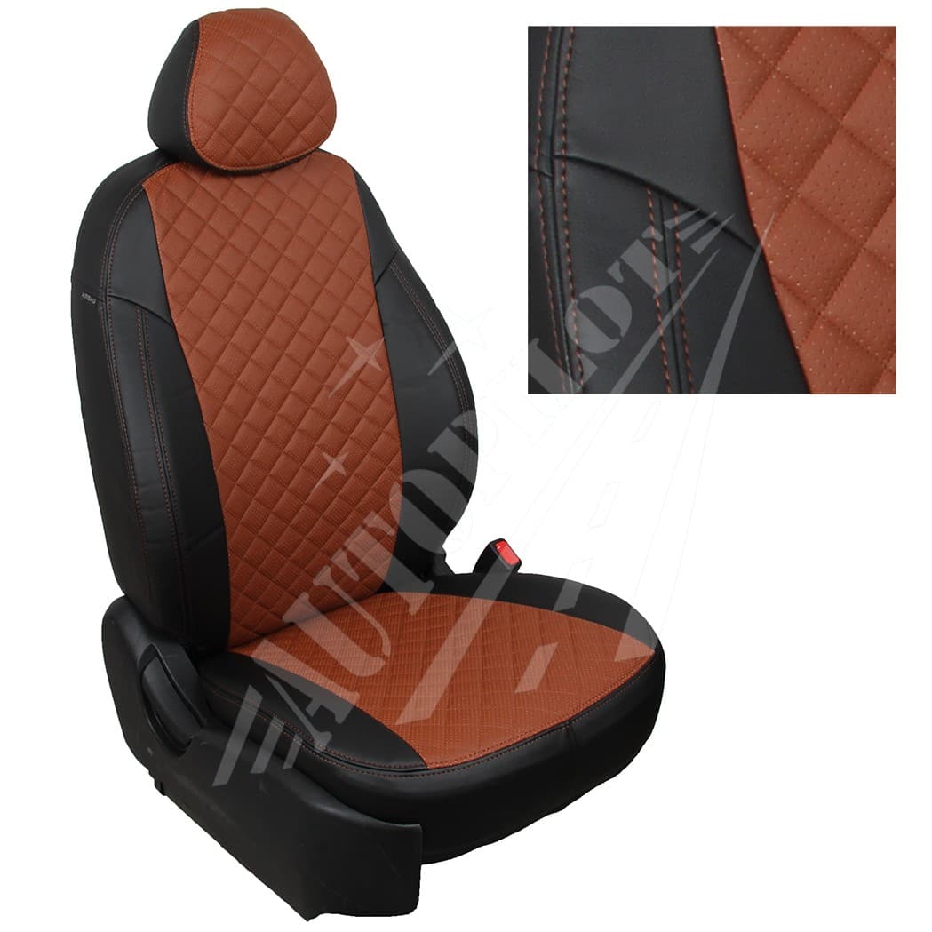 Чехлы на сиденья, рисунок ромб (черный с коричневым) для Peugeot Traveller I 8 мест с 16г.
