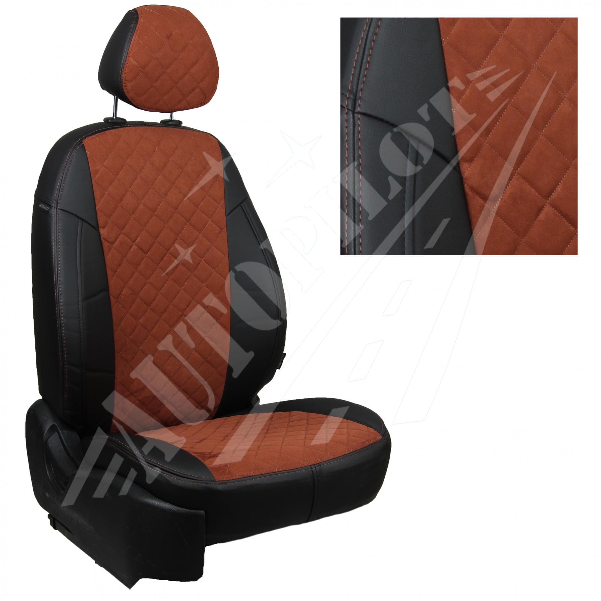Чехлы на сиденья из алькантары ромб (черный с коричневым) для Lexus IS II седан с 05-13г.