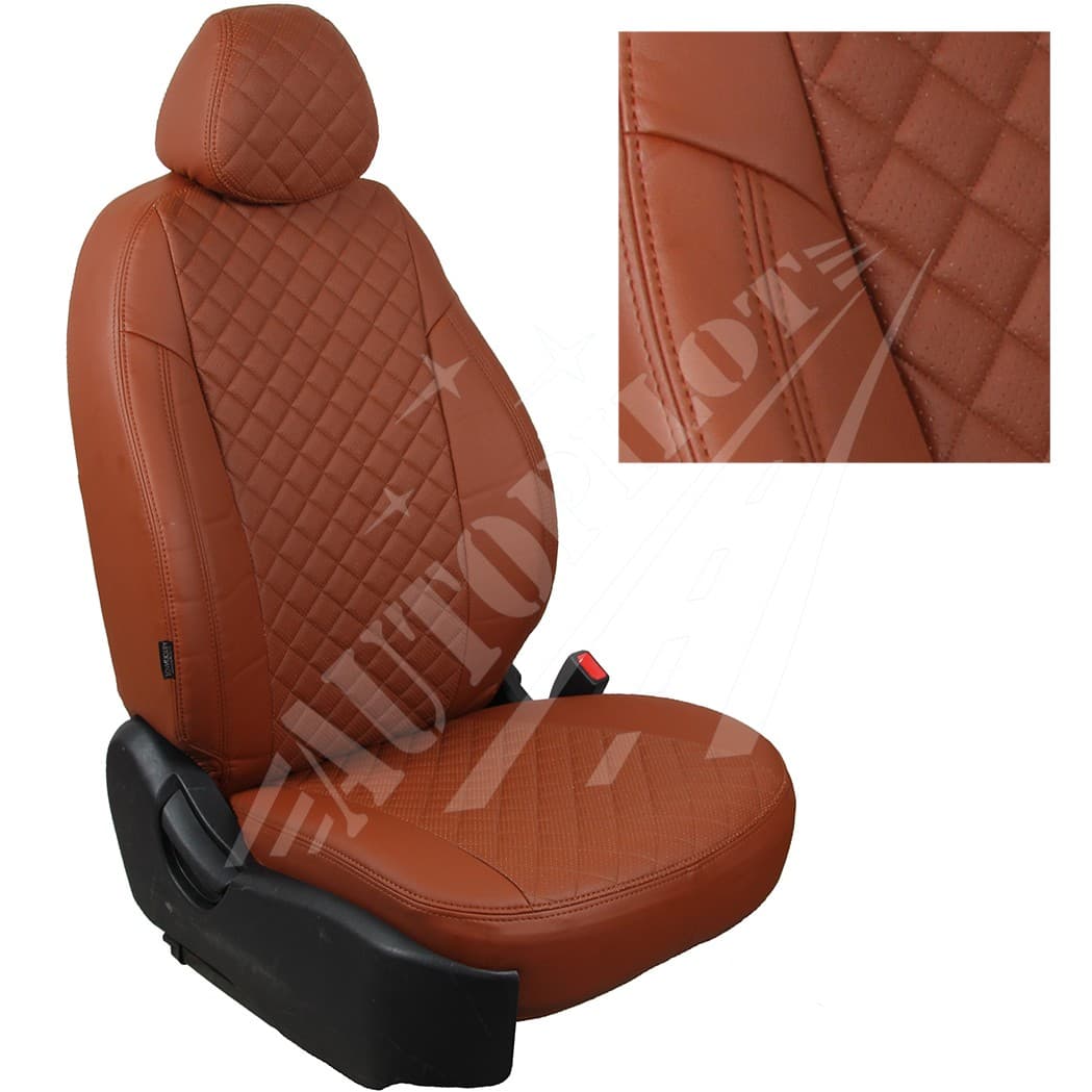 Чехлы на сиденья, рисунок ромб (коричневые) для Volkswagen Amarok с 10г.