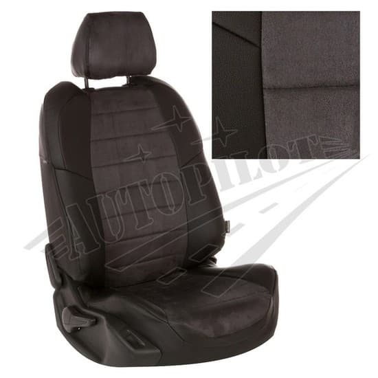 Чехлы на сиденья из алькантары (черные с темно-серым) для Ford EcoSport рестайлинг с 17г.