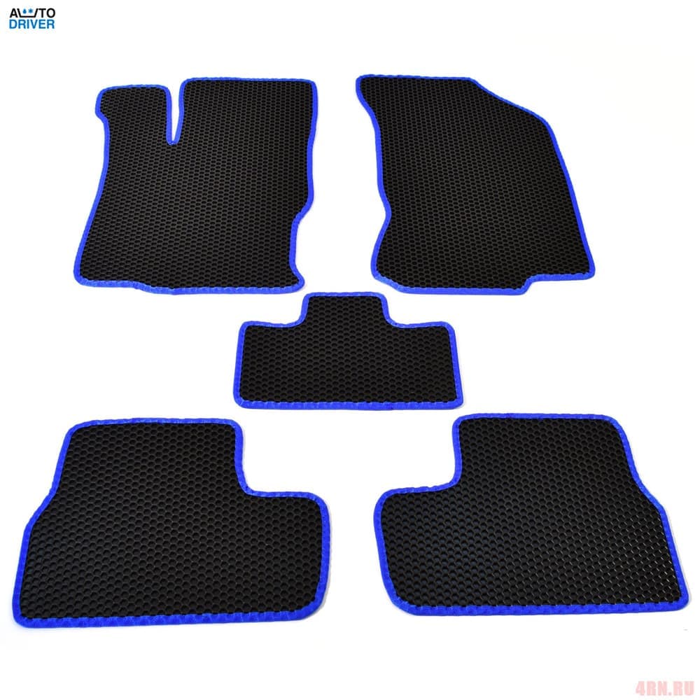 Коврики салона резиновые EVA для Datsun mi-DO (2015-2020) соты с синим кантом № EVAS.0137.03