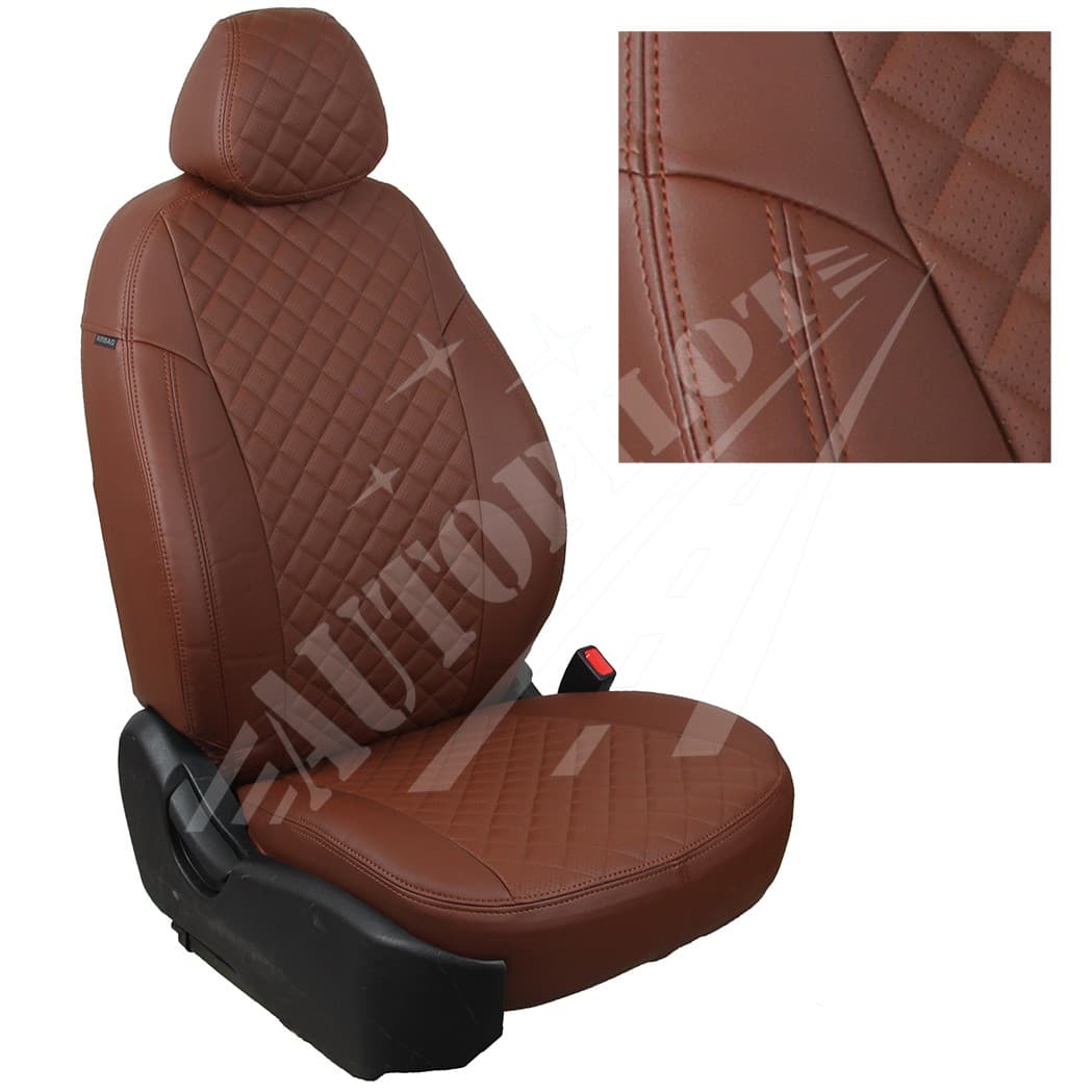 Чехлы на сиденья, рисунок ромб (темно-коричневые) для Nissan Terrano III с 17г. (40/60)
