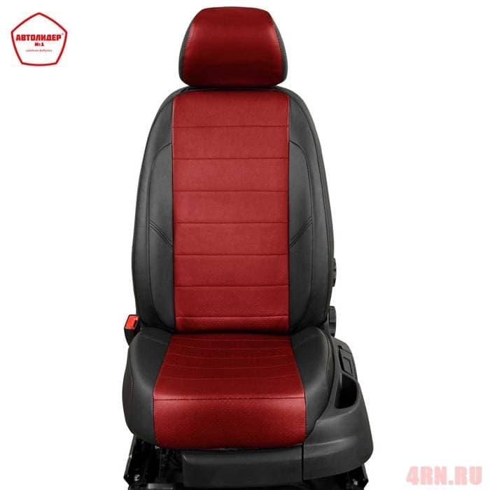 Чехлы "АвтоЛидер" для Seat Leon (2013-2020) черно-красный с перфорацией № SU36-0001-EC06