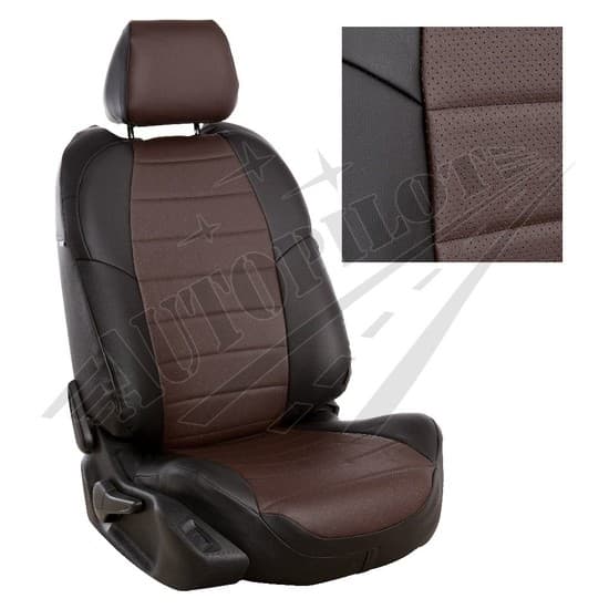 Чехлы на сиденья из экокожи (черный-шоколад) для Toyota Fortuner II (5 мест) с 15г.