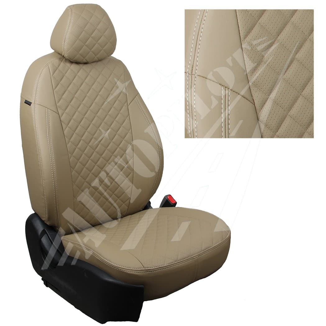 Чехлы на сиденья, рисунок ромб (темно-бежевый) для Nissan Terrano III с 12г. (без подушкек безопасности)