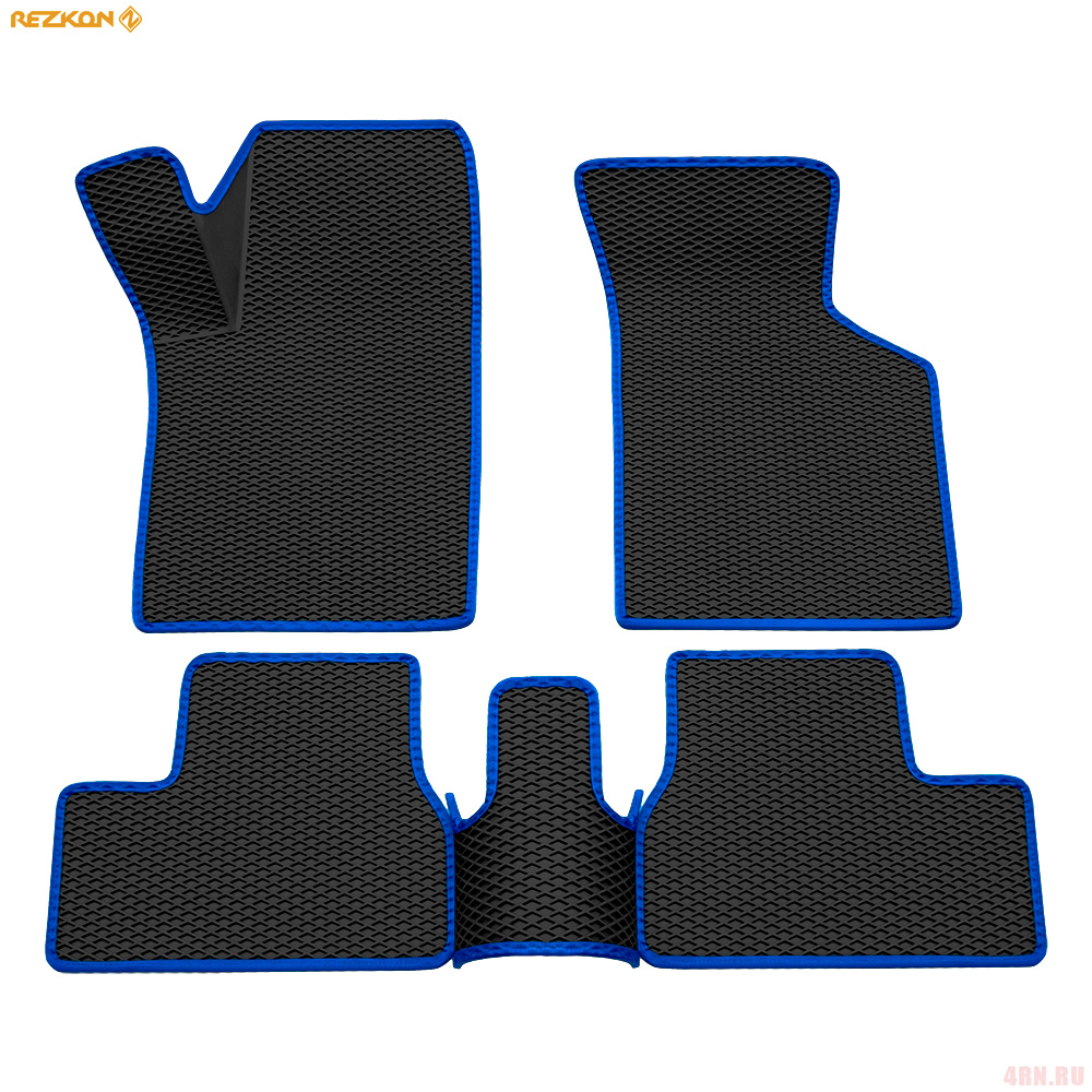 Коврики салона 3D EVA Ромб резиновые для Datsun mi-Do (2015-2020) с синим кантом № 9225040103