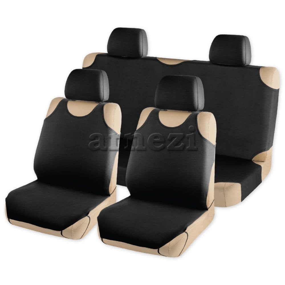 Комплект чехлов-маек на сиденья с подголовниками однотонный черный 6 предметов ARNEZI A0508015