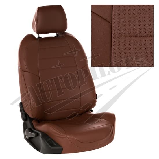 Чехлы на сиденья из экокожи (темно-коричневые) для Toyota Fortuner II (5 мест) с 15г.