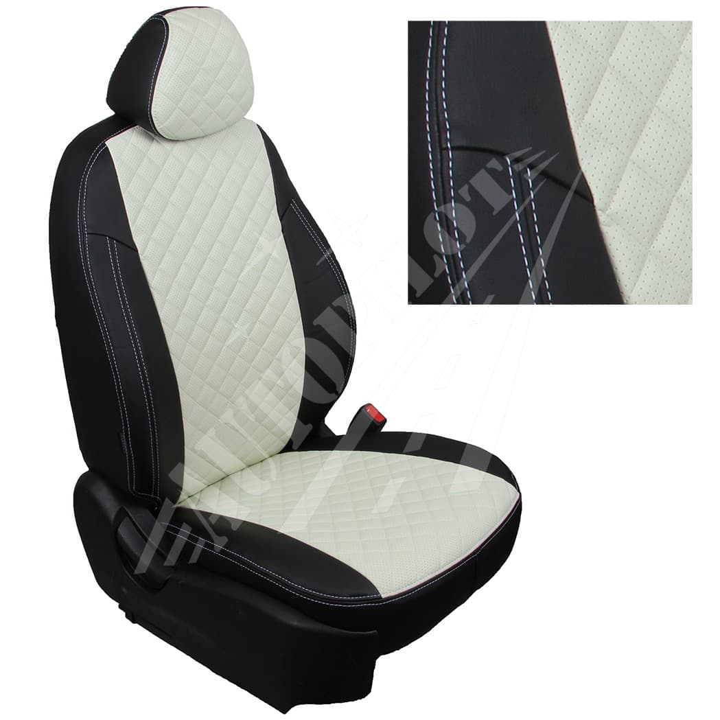 Чехлы на сиденья, рисунок ромб (черный с белым) для Nissan Terrano III с 17г. (40/60)