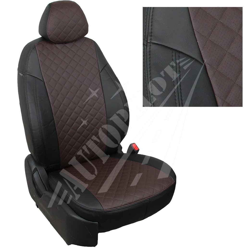 Чехлы на сиденья, рисунок ромб (черный-шоколад) для Toyota Fortuner II (5 мест) с 15г.