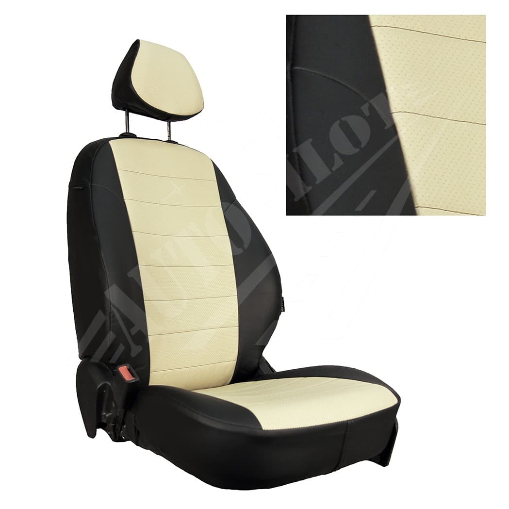 Чехлы на сиденья из экокожи (черный с бежевым) для Ford Tourneo I (2 места) с 03-13г.