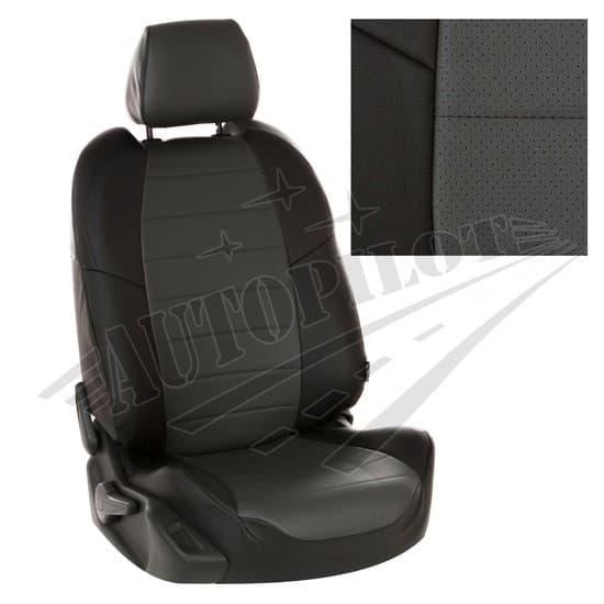 Чехлы на сиденья из экокожи (черные с темно-серым) для Peugeot 408 c 12г.