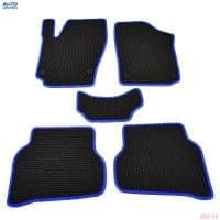 Коврики салона резиновые EVA для Volkswagen Polo седан (2010-2020) соты с синим кантом № EVAS.0705.03