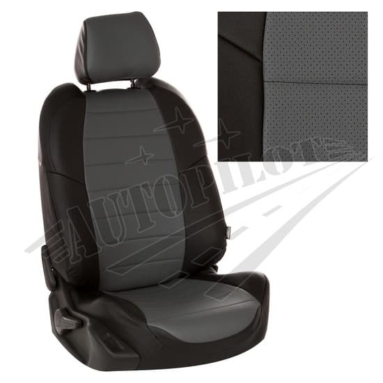 Чехлы на сиденья из экокожи (черные с серым) для Ford EcoSport рестайлинг с 17г.