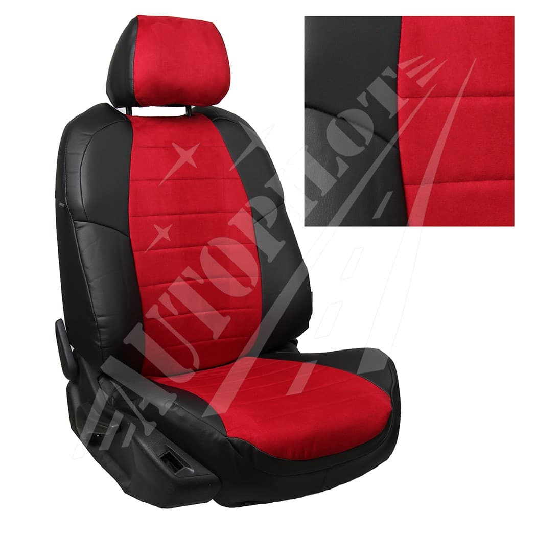 Чехлы на сиденья из алькантары (черный с красным) для Ford EcoSport рестайлинг с 17г.