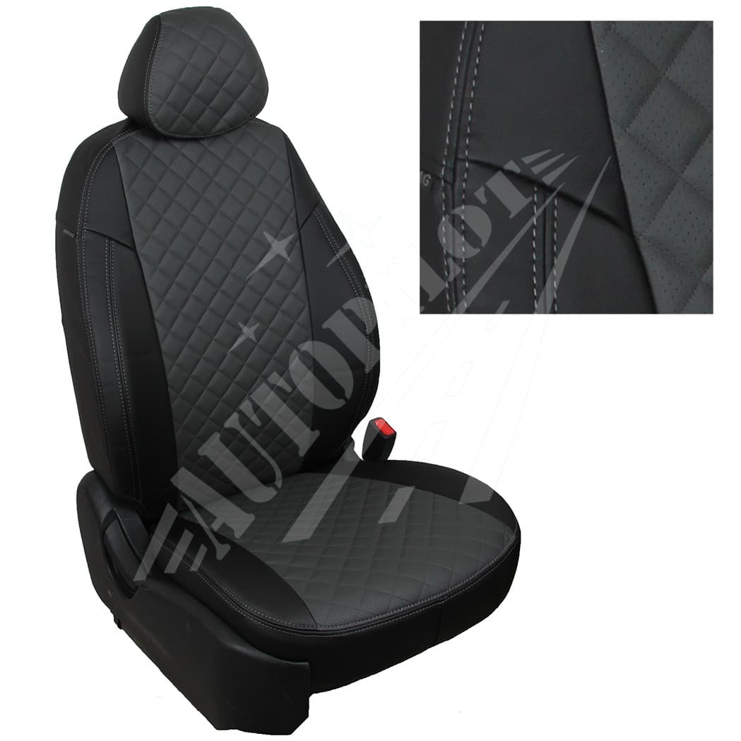 Чехлы на сиденья, рисунок ромб (черные с темно-серым) для Ford Explorer V c 10г.