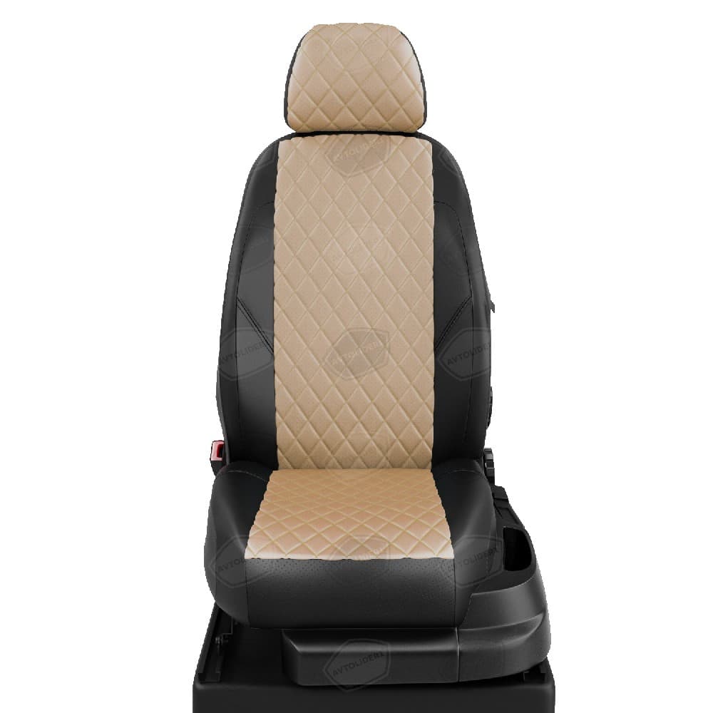 Чехлы "АвтоЛидер" для  Peugeot 301 (2013-2022) черно-бежевый № PG21-0802-CI04-0601-EC04-R-bge