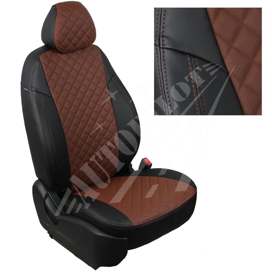 Чехлы на сиденья, рисунок ромб (черный с темно-коричневым) для Mazda CX-30 с 19г.