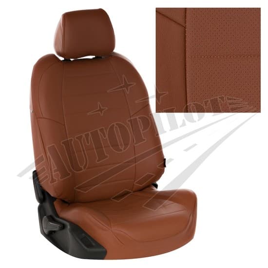 Чехлы на сиденья из экокожи (коричневые) для Toyota Fortuner II (5 мест) с 15г.
