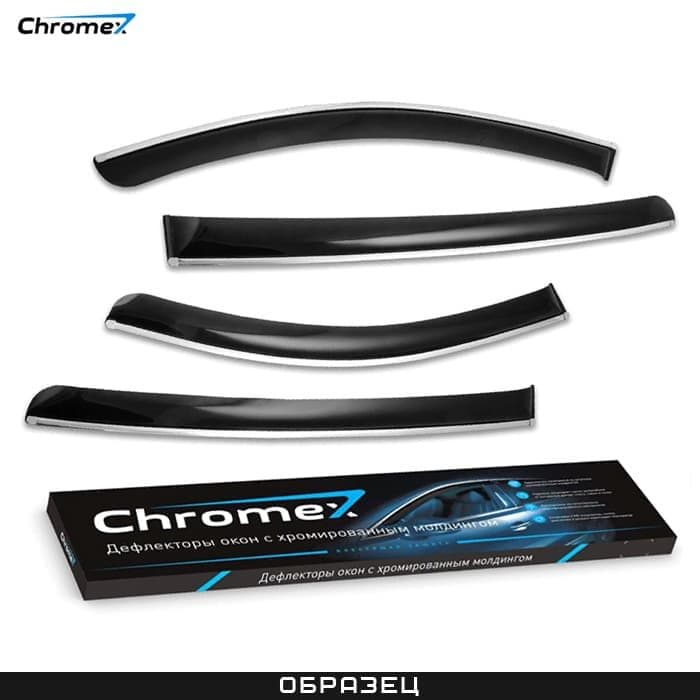 Дефлекторы окон Chromex для Geely Coolray (2020-2023) с хромированным молдингом № CHROMEX.63038