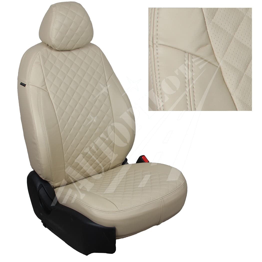 Чехлы на сиденья, рисунок ромб (бежевые) для Mazda CX-30 с 19г.