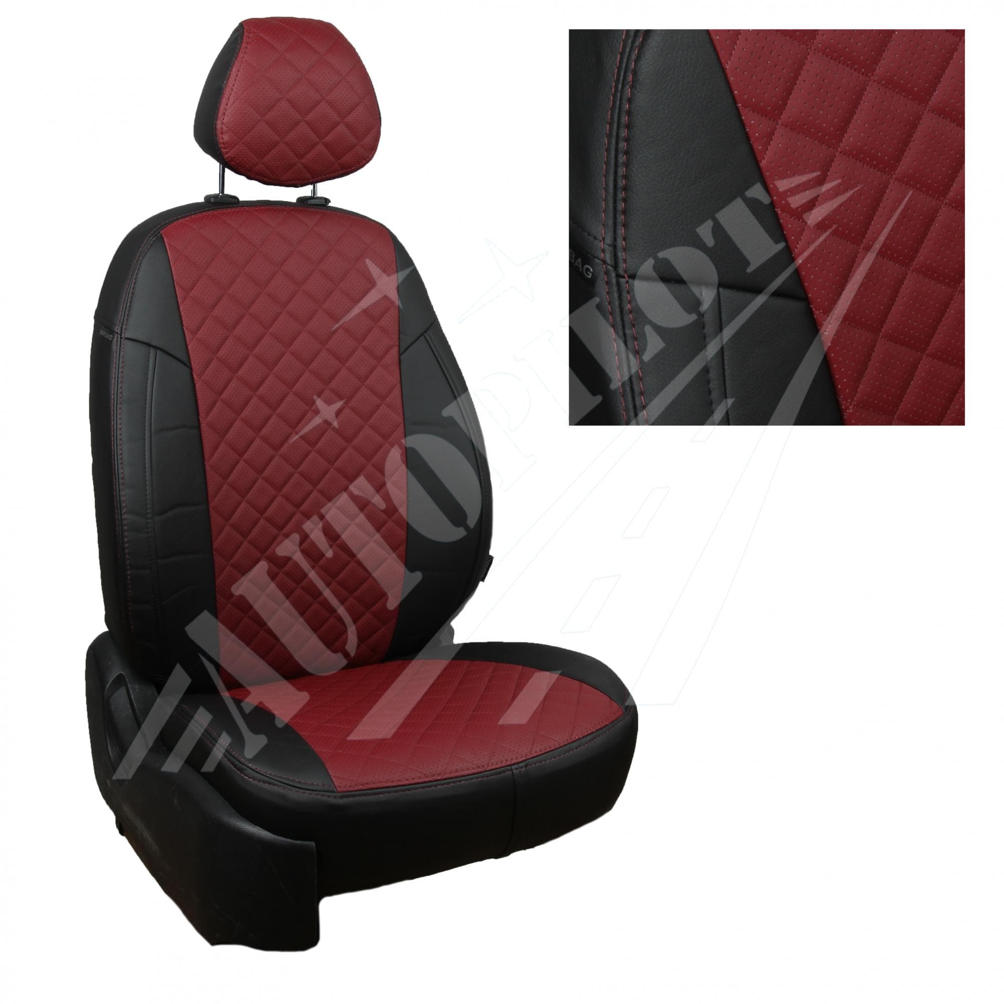 Чехлы на сиденья, рисунок ромб (черный-бордовый) для Renault Kaptur с 16г.