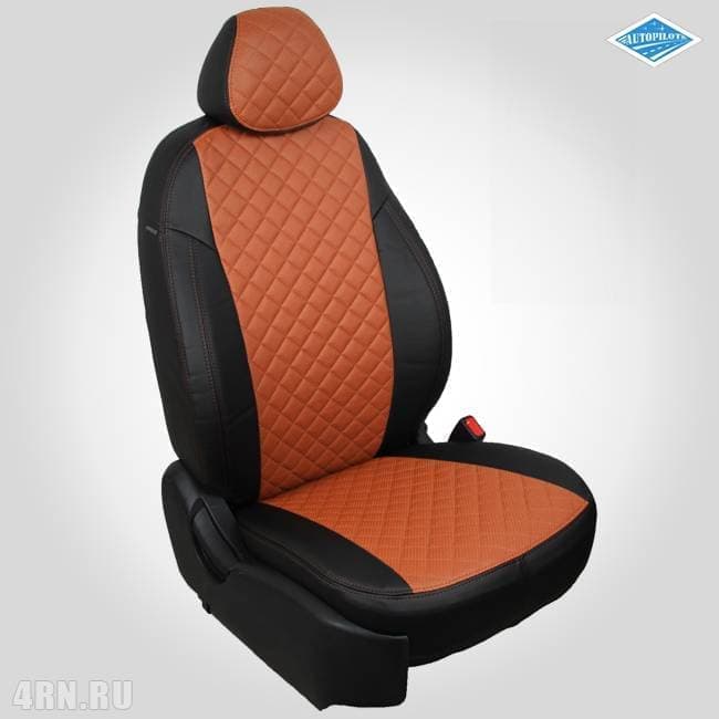 Чехлы на сиденья "Автопилот" для Lada (ВАЗ) XRAY (2016-2022) черно-оранжевый ромб № va-lkh-khr-cho-r