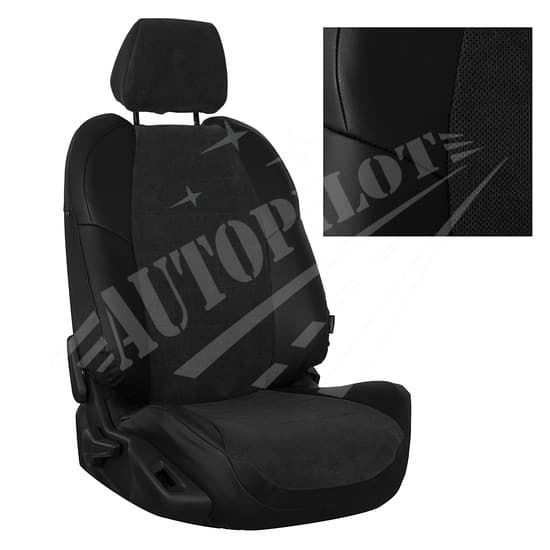 Чехлы на сиденья из велюр (черный-федерер) для Nissan Terrano III с 12г. (с подушками безопасности)
